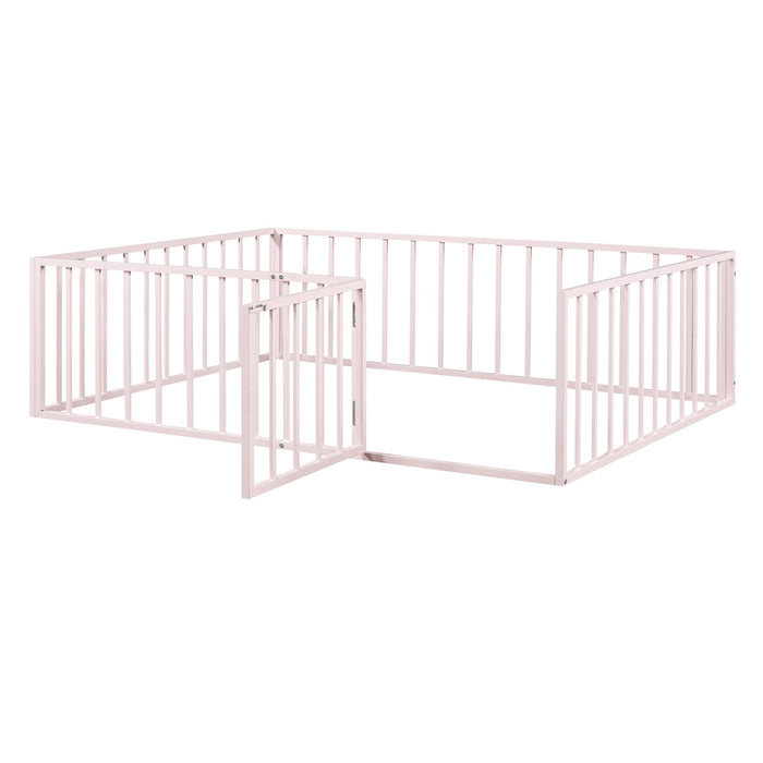 Metal Floor Bed Frame With Fence And Door