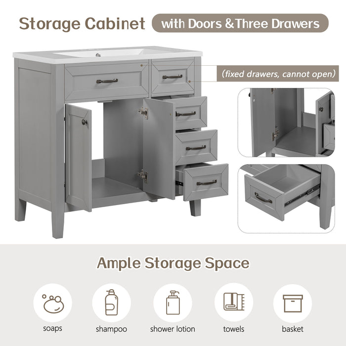 Modern Bathroom Vanity With Sink, Freestanding With Drawers And Doors