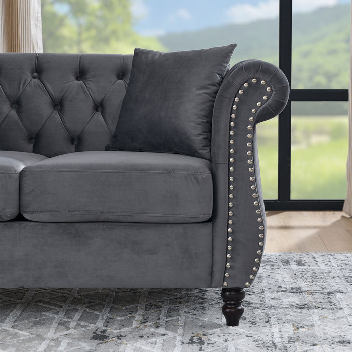 Chesterfield Sofa With Rolled Arms And Nailhead Trim