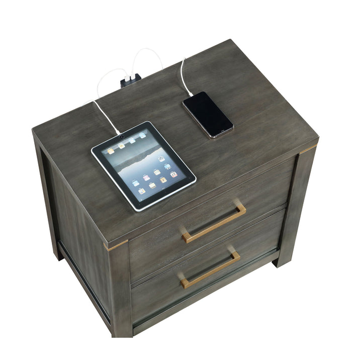 Herndon - 2 Drawer Nightstand With USB Port, Storage Furniture - Gray