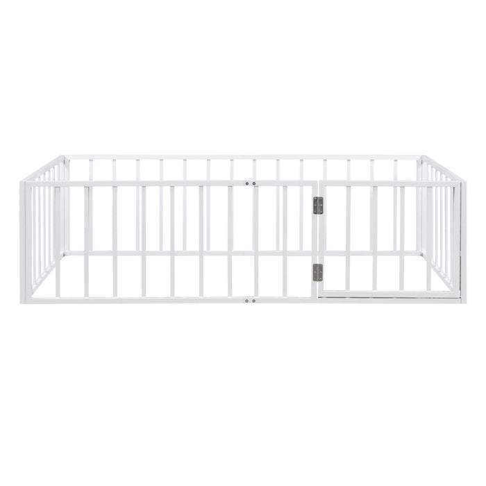 Metal Floor Bed Frame With Fence And Door