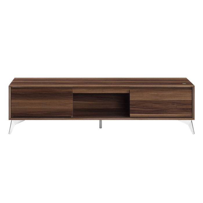 Raceloma - TV Stand (With LED) - Walnut / Chrome