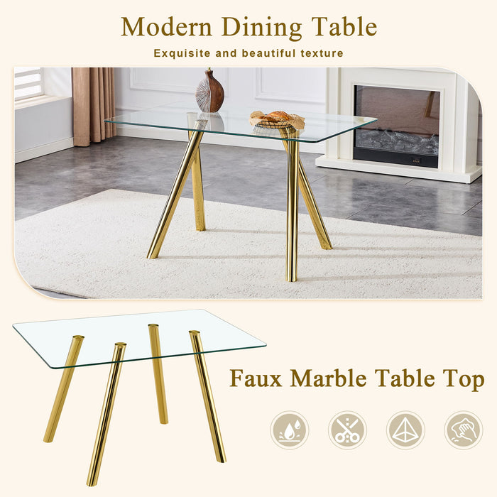 Rectangular Design Dining Table - Gold