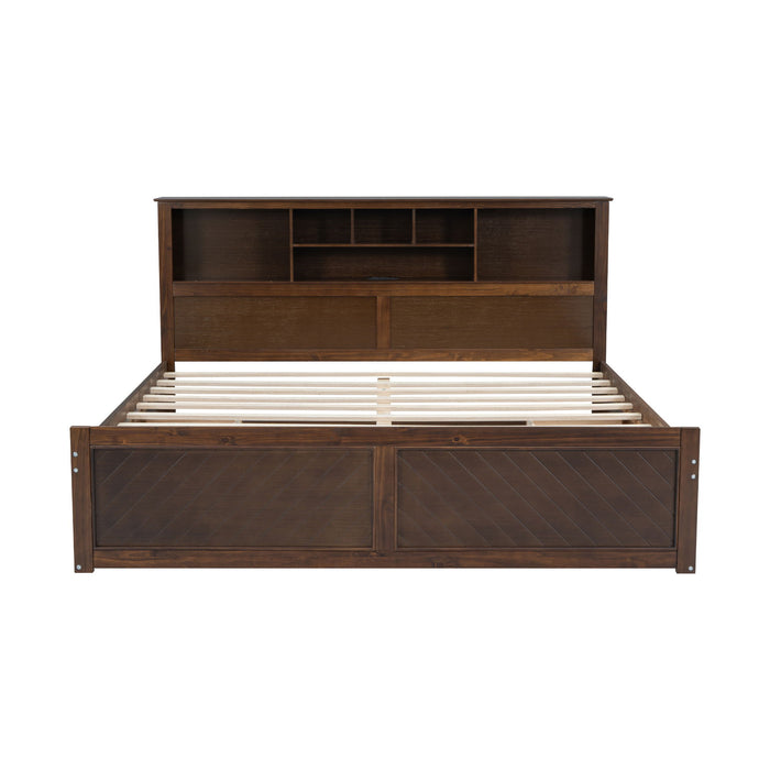 Platform Bed With Multi Storage Headboard, USB And Drawers