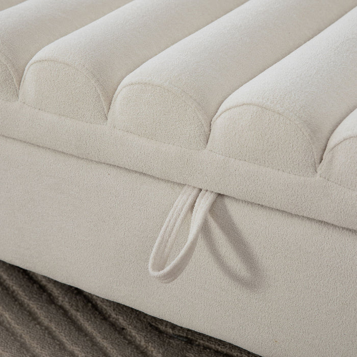 Wide Modern Upholstered Storage Bench With Rolled Armrest