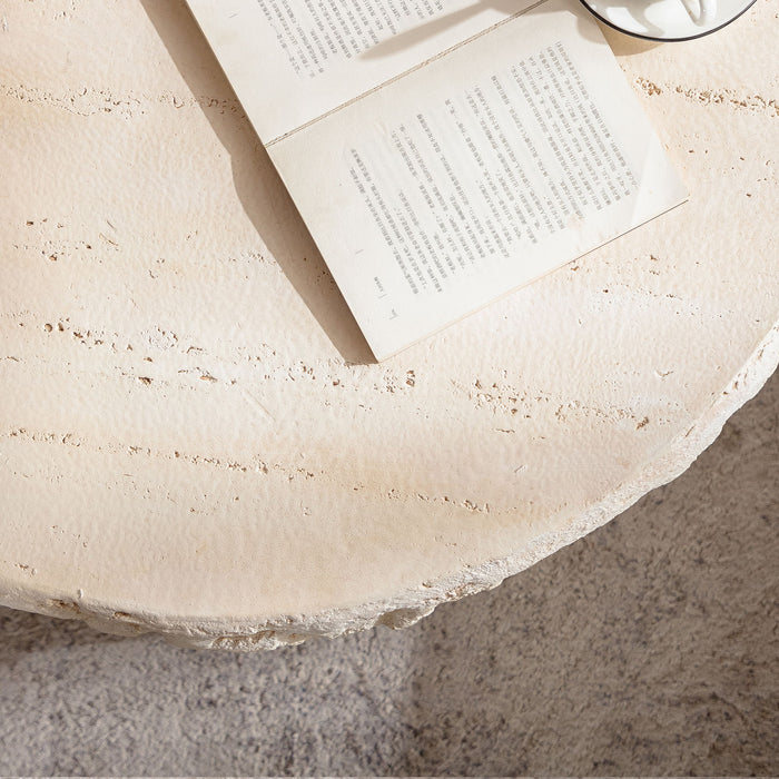 Round Coffee Table & Smooth Texture For Living Room - Light Beige
