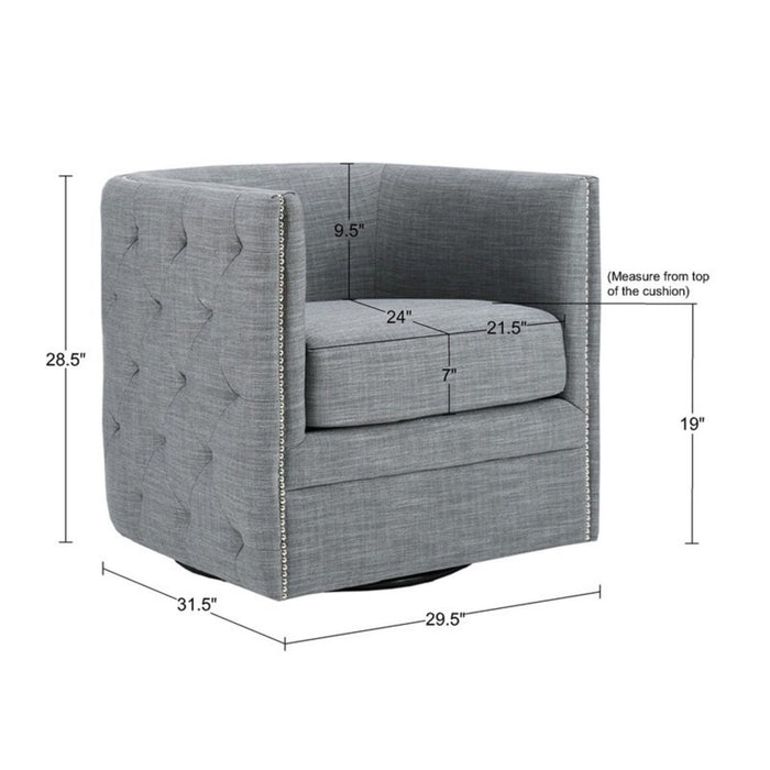 Capstone - Swivel Barrel Chair With Nailhead Accents And Button Tufting
