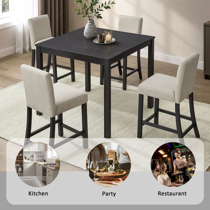 5 Piece Counter Height Table Set With 4 Chairs