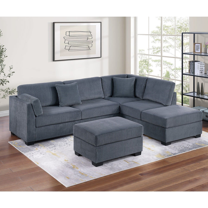 Sectional Sofa Set With Reversible Left / Right Chaise And Matching Cocktail Ottoman