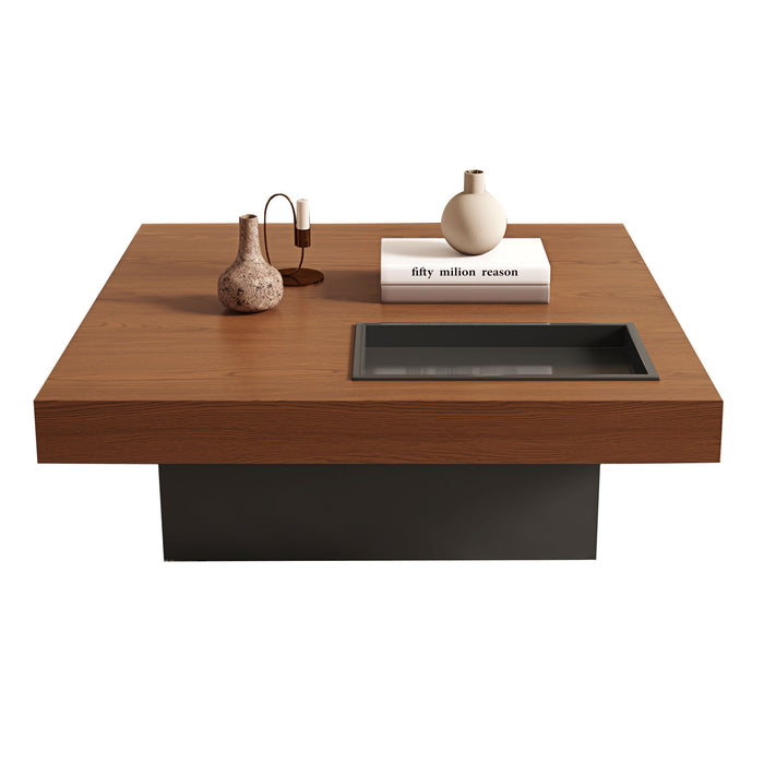 Square Floating Coffee Table For Living Room - Dark Walnut