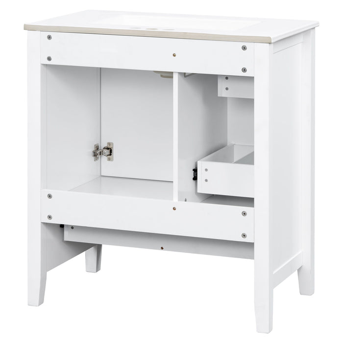 Modern Bathroom Vanity With Sink, 1 Cabinet & 3 Drawers