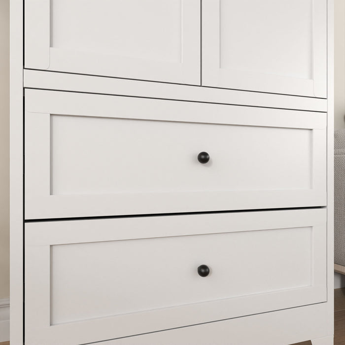 Pantry Cabinet With 2 Drawers, Freestanding Kitchen Storage Cabinet With Adjustable Shelves, Heavy-Duty Organizer For Spices, Dishware, Small Appliances - White