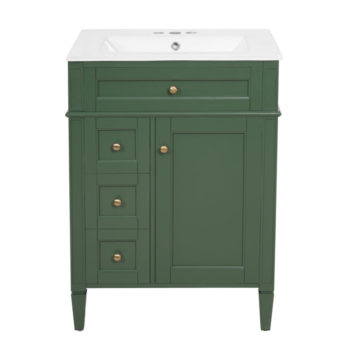 Bathroom Vanity With Top Sink, Storage Cabinet With 2 Drawers And Tip-Out Drawer