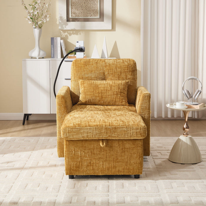 Multifunctional Chenille Recliner Sofa With Storage And Phone Bracket