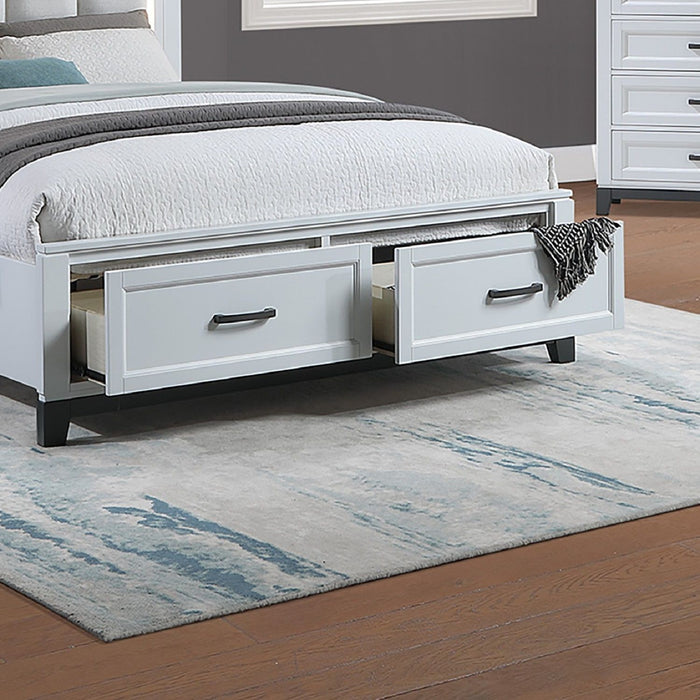 Upholstered Headboard Platform Bed With LED Lighting And Underbed Drawers