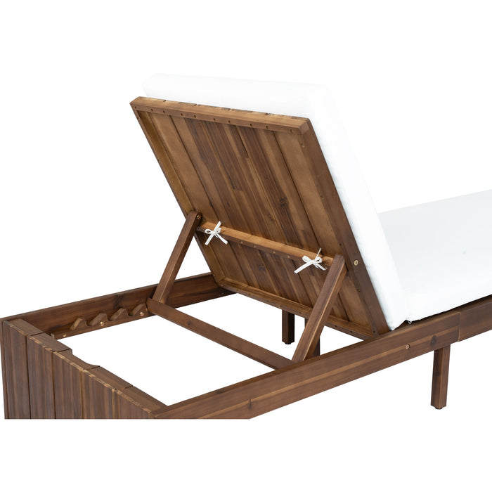 Adjustable Outdoor Chaise Lounge Patio Recliner With Removable Cushion