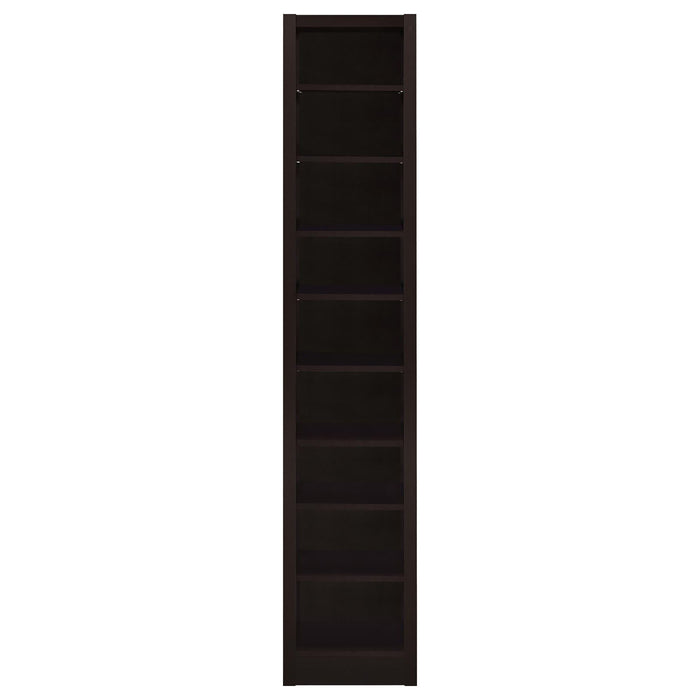 Rectangular Bookcase Tall Slim Storage With 9 Shelves - Brown