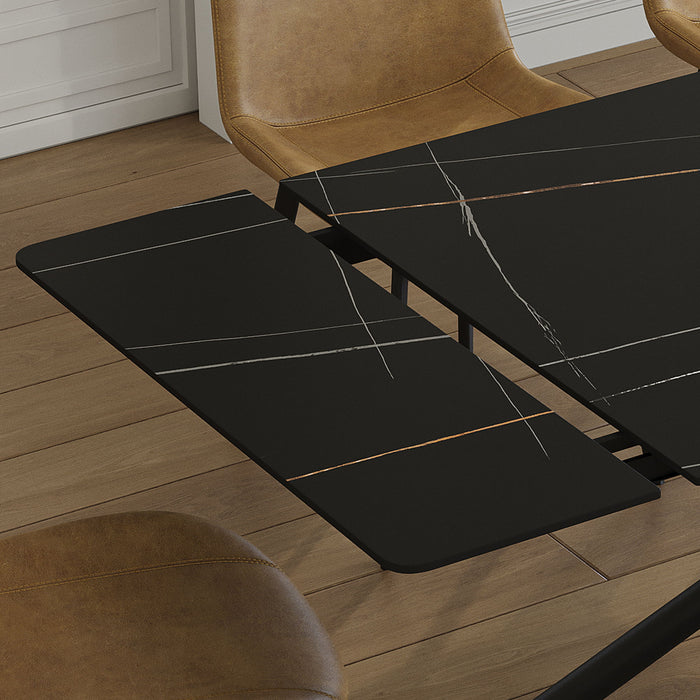 Retractable Sintered Stone Dining Table Set With Chairs