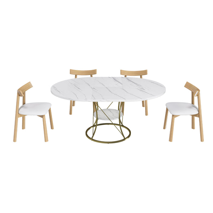 Round Extendable Dining Table Set With Chairs