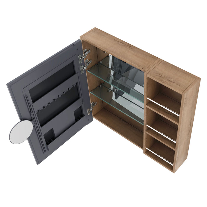 29.63" Wall Mounted Bathroom Cabinet With Adjustable Shelves - Imitative Oak