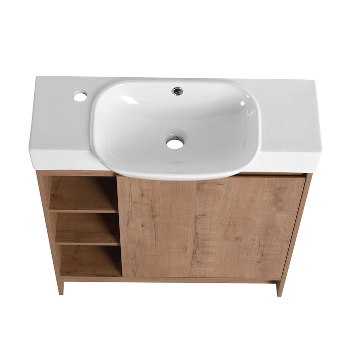 Sleek Design Freestanding Bathroom Vanity With Sink, Soft Close Door
