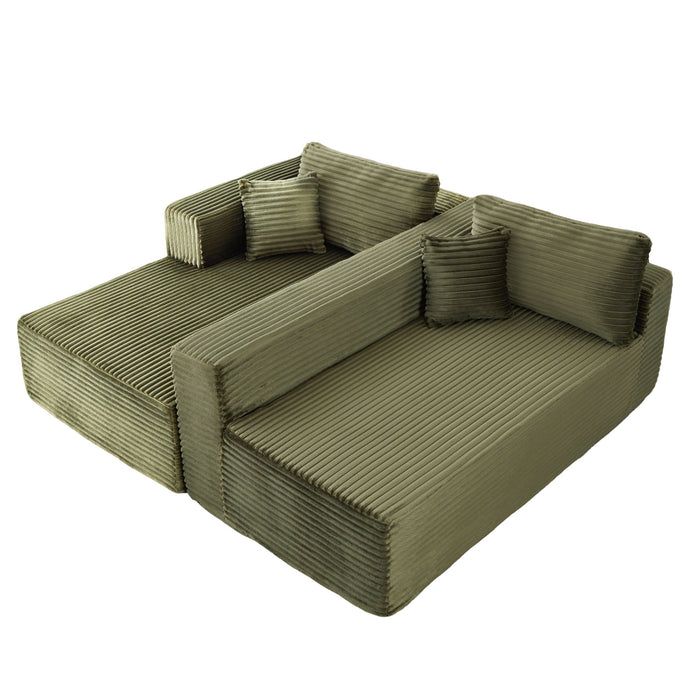 Compression Sectional Couch With Comfy Chaise, Boneless L Shape Sofa With Deep Seat