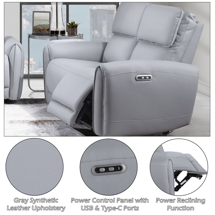 Jeromie - Power Motion Loveseat With USB Port - Gray