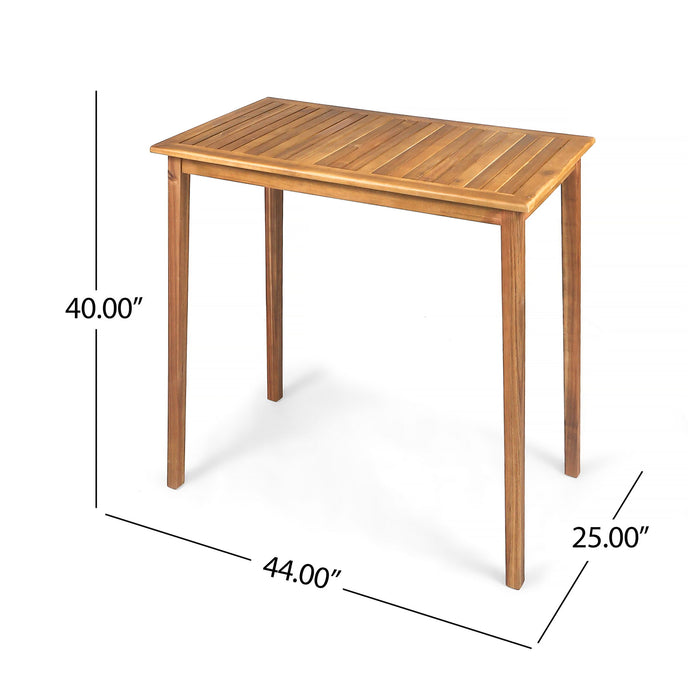 Outdoor Minimalist Acacia Wood Rectangle Bar Table