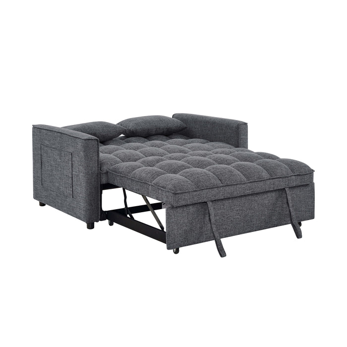 Sienna - Tufted Convertible Sleeper Sofa With Chaise - Gray