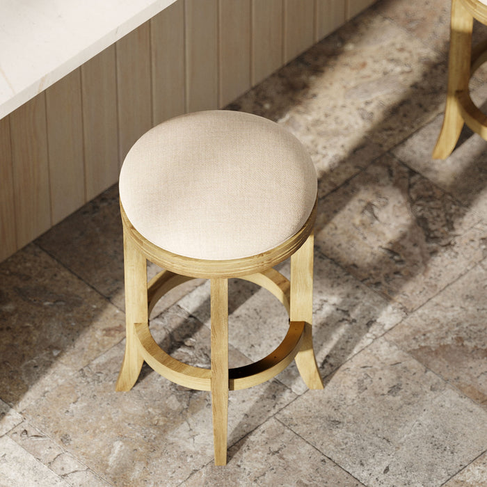 Backless Swivel Stool With Upholstered Seat