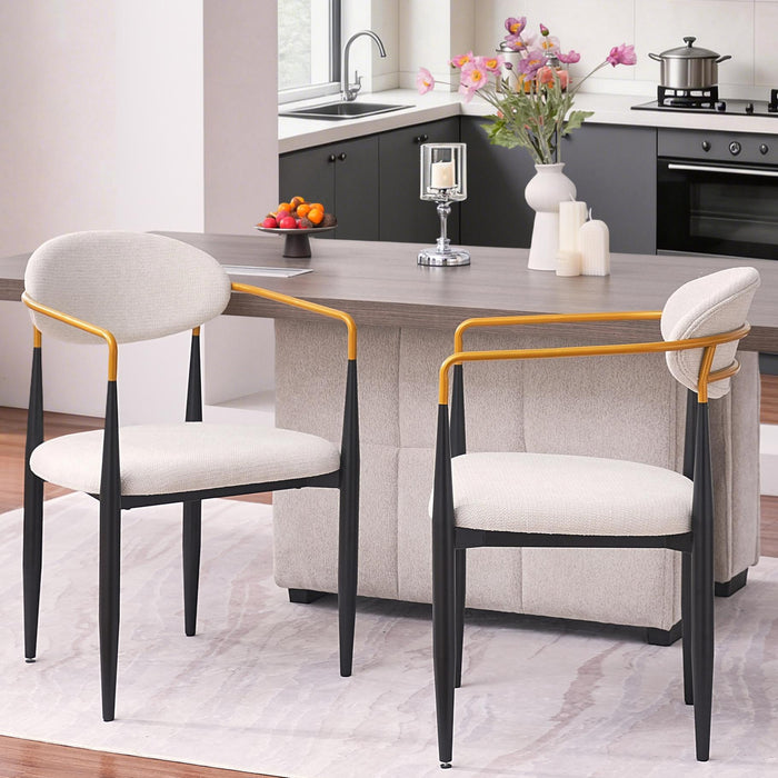 Modern Upholstered Dining Chair With Accented Armrests (Set of 2)