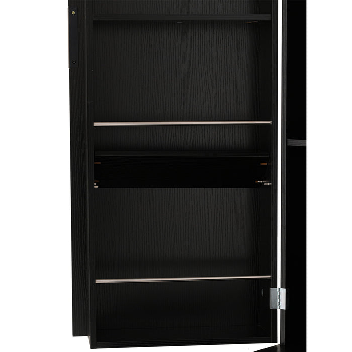 Fluted Kitchen Pantry Cabinet With 2 Large Drawers & 8 Door Spice Rack