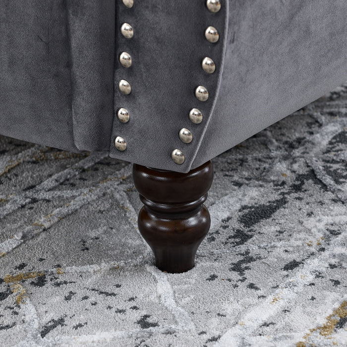 Chesterfield Sofa With Rolled Arms And Nailhead Trim