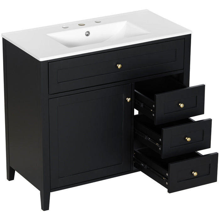 Bathroom Vanity With Sink, Cabinet With 3 Drawers And Adjustable Shelf