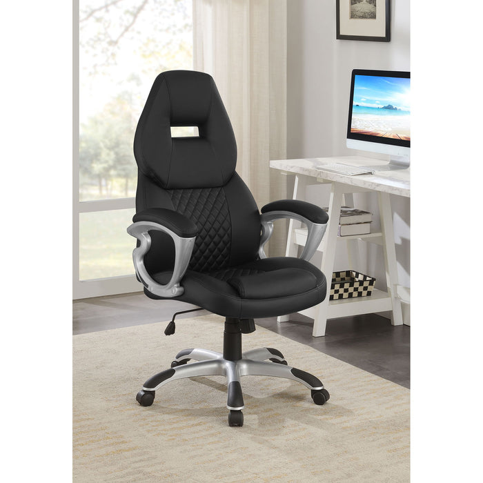Bruce - Upholstered Adjustable Home Office Chair With Ergonomic Support And Smooth Swivel Function - Black