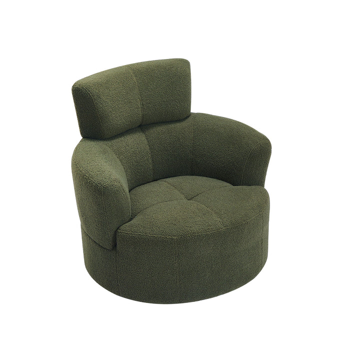 360° Swivel Chair Upholstered Accent Barrel Chair With Adjustable Headrest