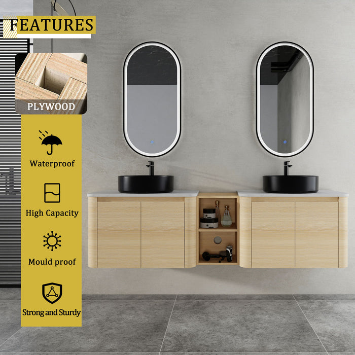 Mounted Bathroom Vanity With Art Sink, 1 Storage Shelf, Soft Close Door
