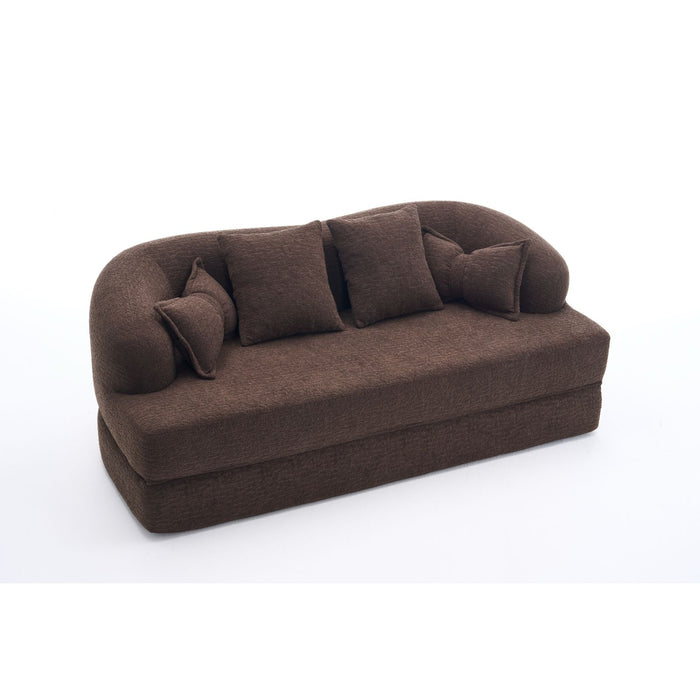 Foldable Sofa Bed, Boneless Couch Convertible Sleeper With 4 Pillows
