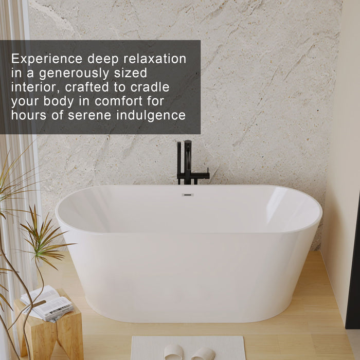 Glossy Freestanding Bathtub With Toe Tap Drain