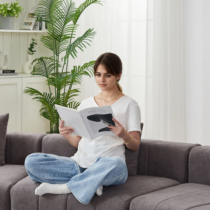 Modular Sectional Sofa With 2 Pillows, Symmetrical Design