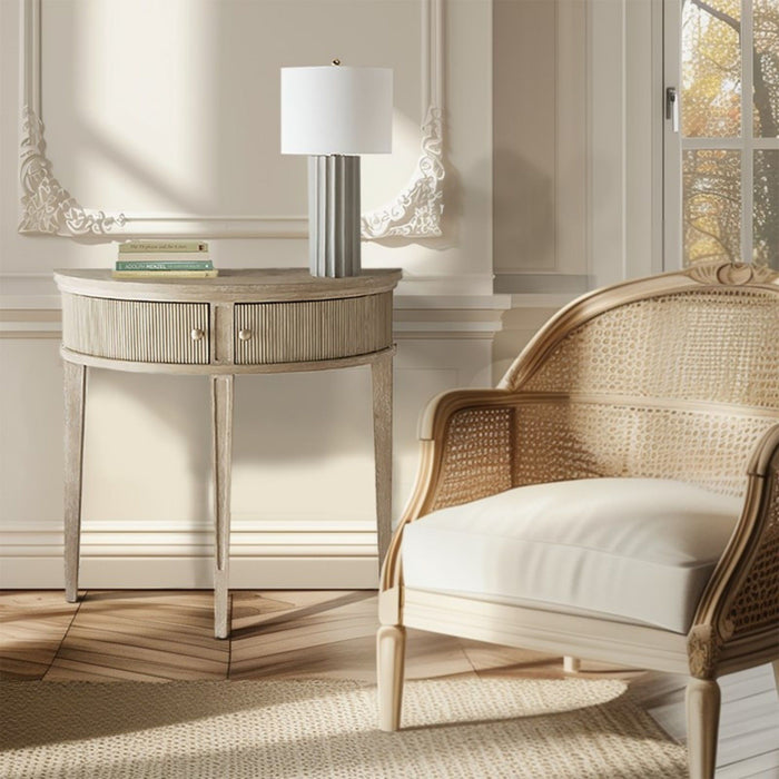 Vintage Inspired Storage Console Table With Fluted Doors