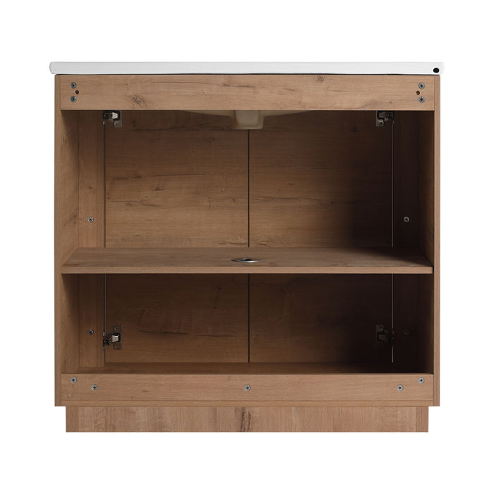 Freestanding Bathroom Vanity With Sink, 2 Soft Close Doors & Storage Rack