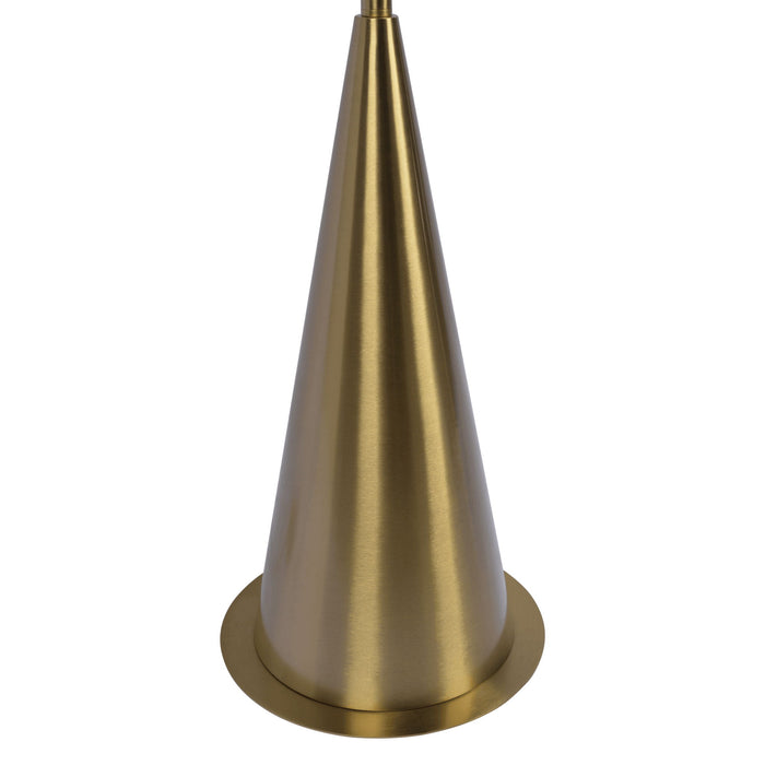 Lisbon - Floor Lamp With On / Off Switch Coned Base Hanging Shade - Antique Brass / White