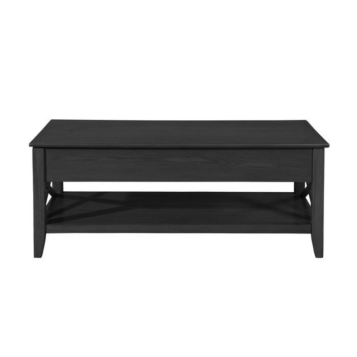 Decatur - Farmhouse Lift Top Coffee Table With Storage - Black / Ash