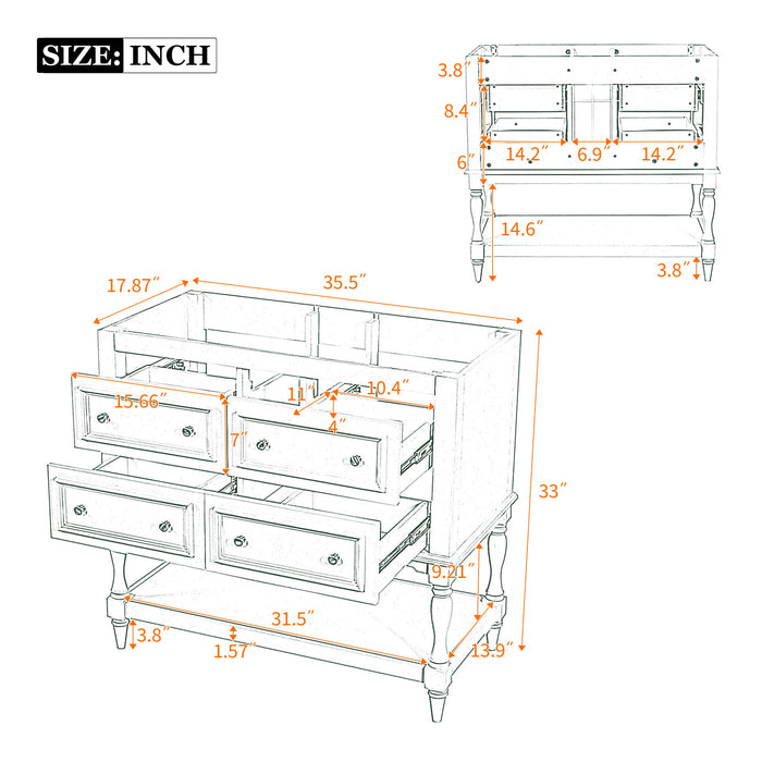 Modern Bathroom Vanity Cabinet With 4 Drawers