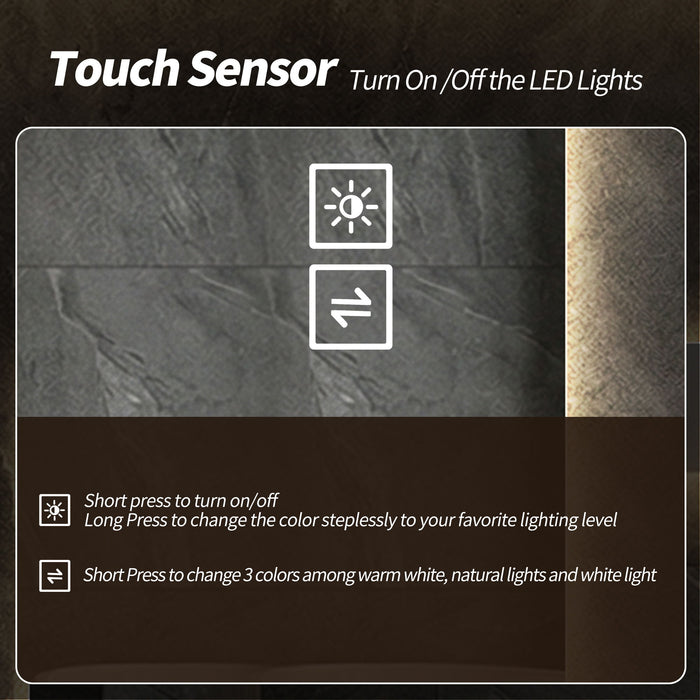 LED Full Length Mirror With Lights, Wall Mounted Full Body Mirror, Dimmable 3 Color Lighting, Anti Fog, Shatter Proof, Memory Function - Clear