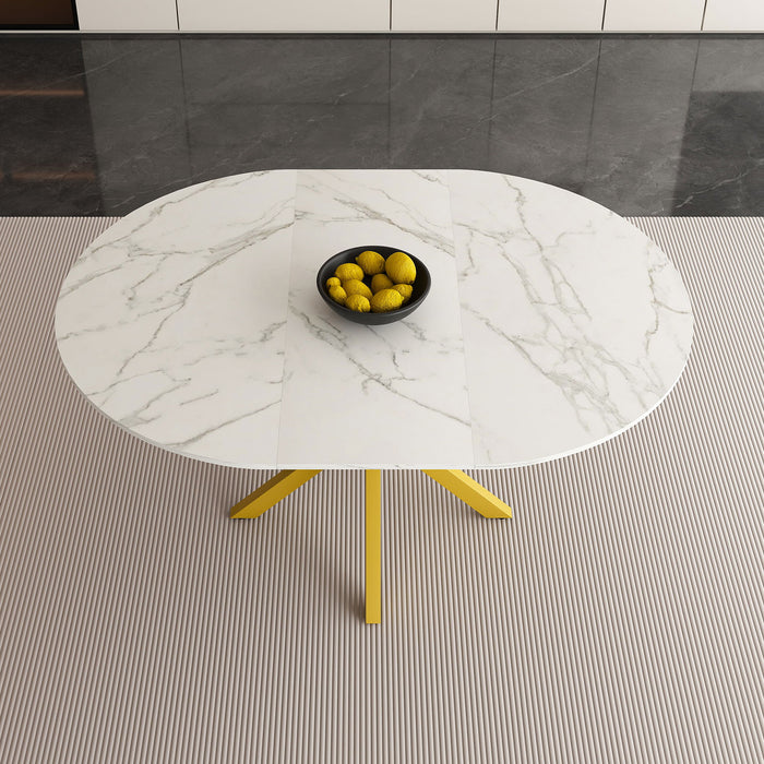 Round Dining Table With Extendable Blades, X Base