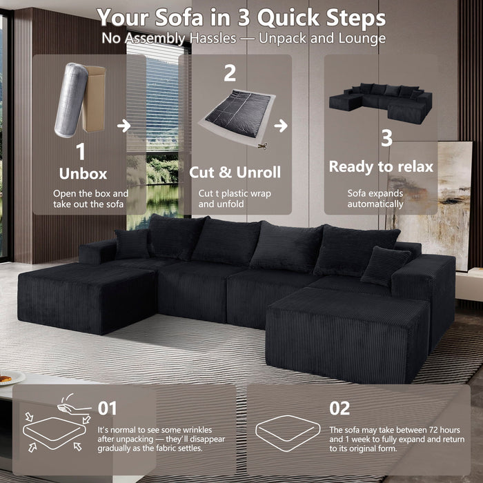 Modular Sectional Sofa, Convertible Couch With Chaise Corduroy