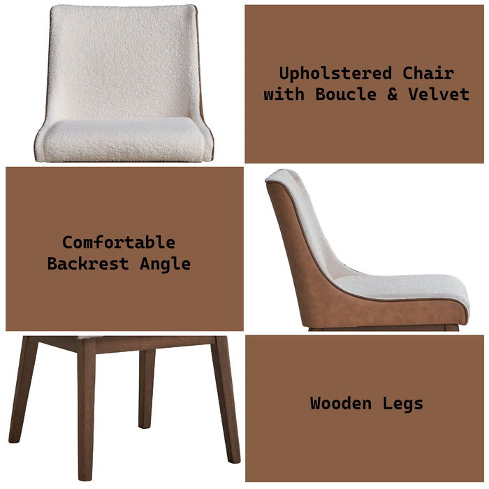 Ginny - Boucle Velvet Side Chair (Set of 2) - Walnut