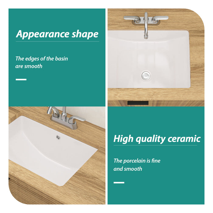 Modern Ceramic Undermount Bathroom Sink With Overflow, High Quality